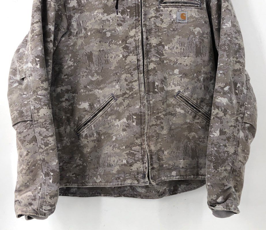 Y2K 2000s Carhartt Boys Gray Hooded Jacket - Size M 8/10