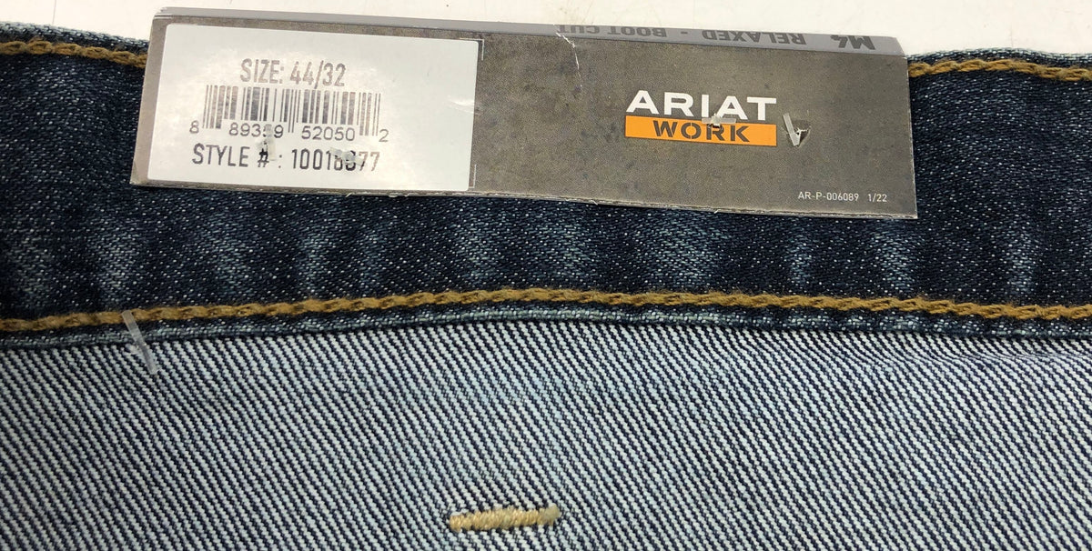 Ariat Men's Rebar M4 Relaxed Boot Cut Jeans DuraStretch Dark Wash 44x32 NWT