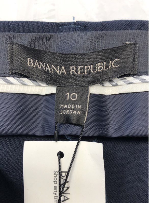 Banana Republic Women's Navy Blue Stretch Cotton Blend Ankle Trousers Sz 10R NWT