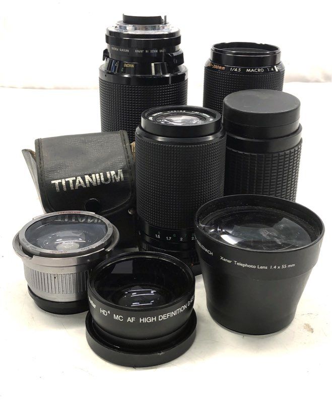 Vintage Camera Lens Lot 7 Pieces Vivitar Kiron Kalimar 80-200mm Zoom Lenses