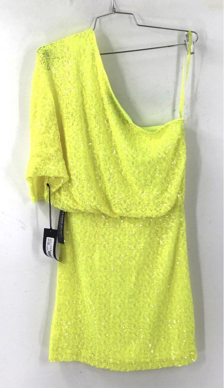 NWT New York & Company Women's Yellow One Shoulder Mini Dress - Size S