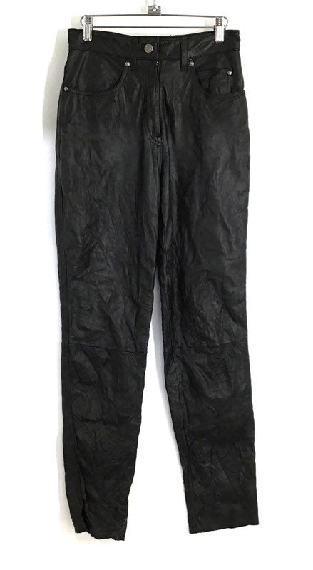 Vintage Harley-Davidson Women's Black Leather High Rise Riding Pants Sz 8