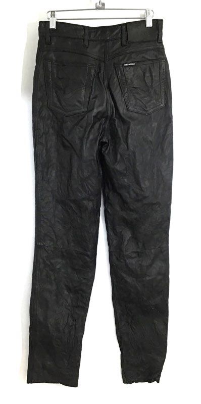 Vintage Harley-Davidson Women's Black Leather High Rise Riding Pants Sz 8