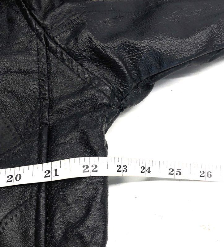 Vintage Diamond Plate Buffalo Leather Biker Motorcycle Jacket Patches Sz M