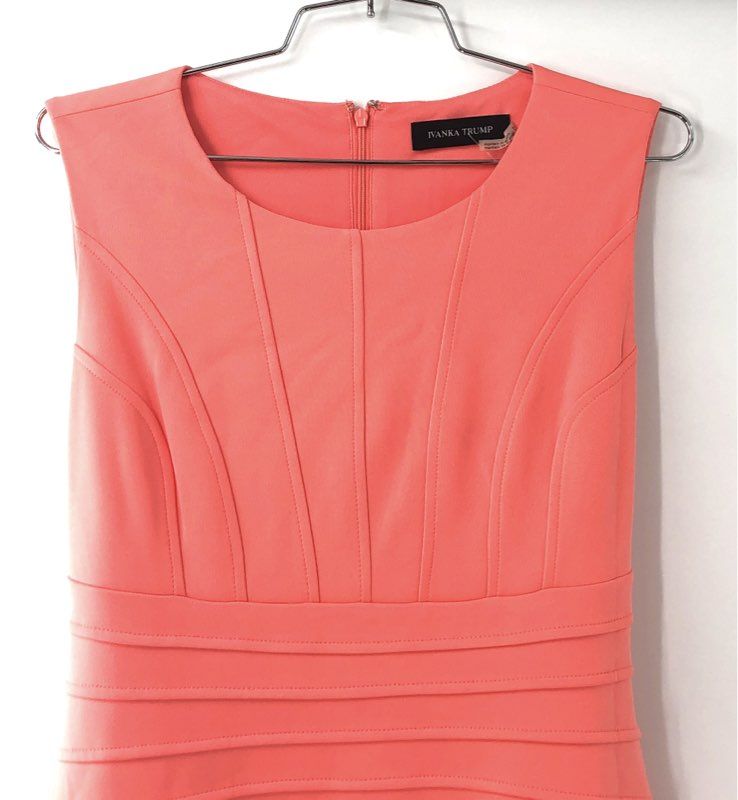 Ivanka Trump Women's Sheath Dress NWT Georgia Peach Pleated Career Size 12