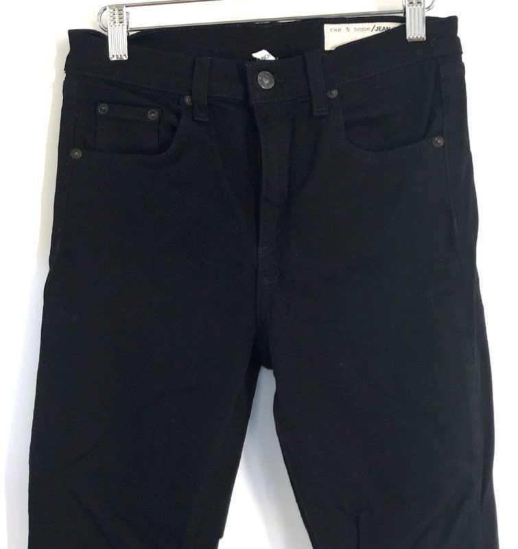 Rag & Bone Women's Black Hampton High Rise Capri Cropped Jeans Raw Hem Sz 27