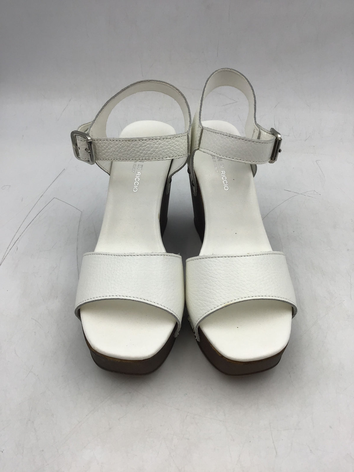 Christian Di Riccio Women&#39;s White Adjustable Ankle Strap Sandals - Size EUR 38