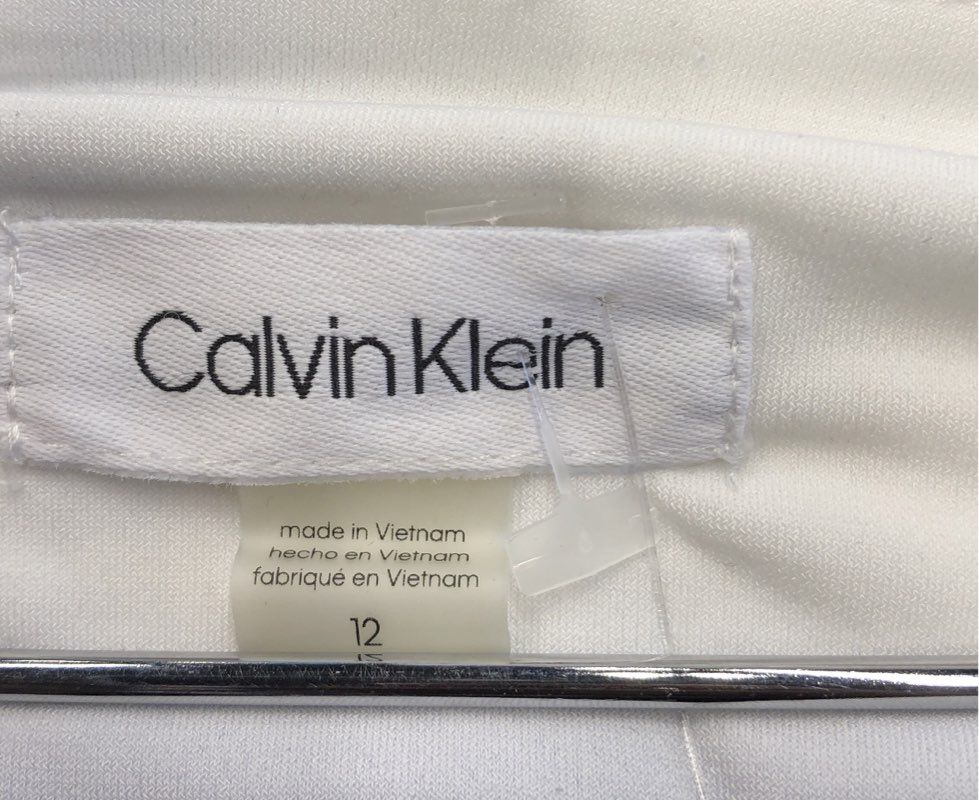 NWT Calvin Klein Women&#39;s White Black Belted A-Line Dress - Size 12