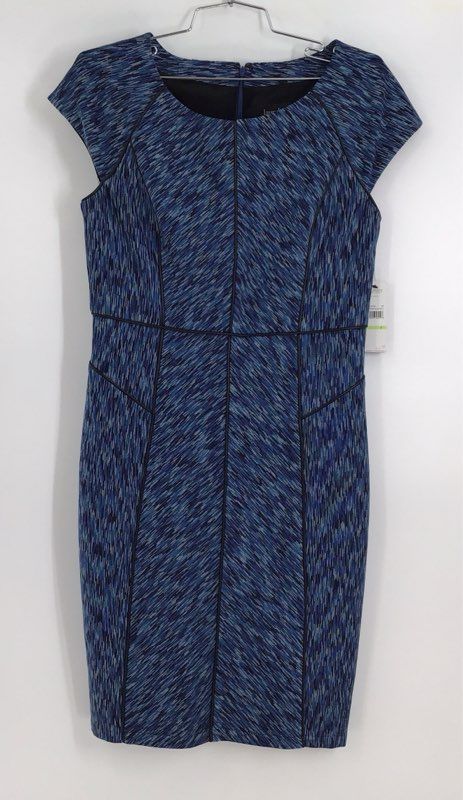 NWT Laundry By Shelli Segal Women&#39;s Mykonos Blue Back Zip Sheath Dress - Size 4