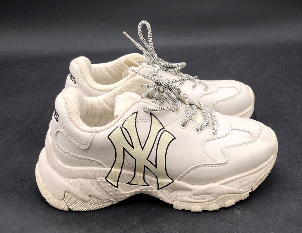 MLB New York Yankees Big Ball Chunky Off White Platform Sneakers Size 6.5