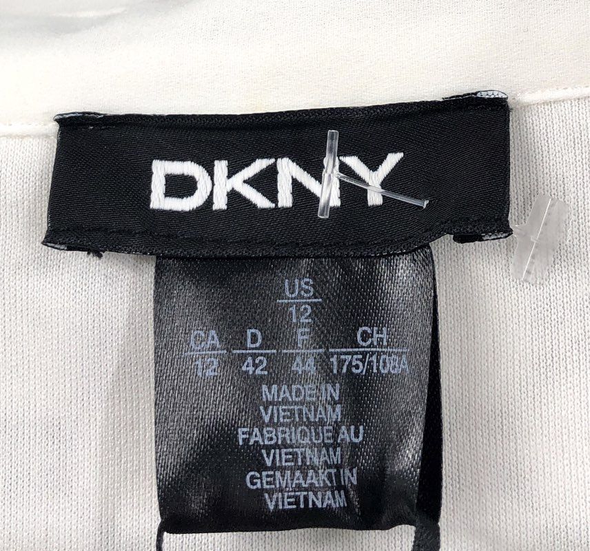 DKNY Women's White Sleeveless Lace Tiered Button Down Shirt Dress NWT Sz 12