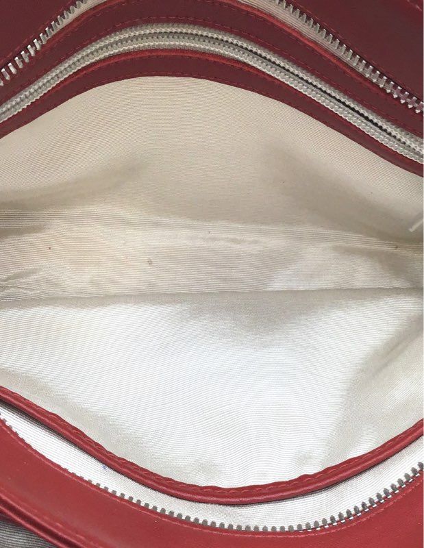 SAS Red Leather Triple Compartment Tote Shoulder Bag Silver Hardware Made in USA
