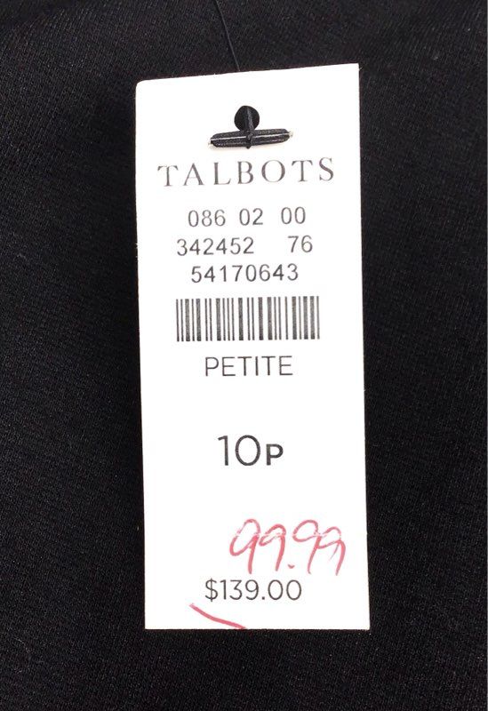 Talbots Women's Black Faux Leather Trim 3/4 Sleeve Sheath Dress Sz 10P NWT