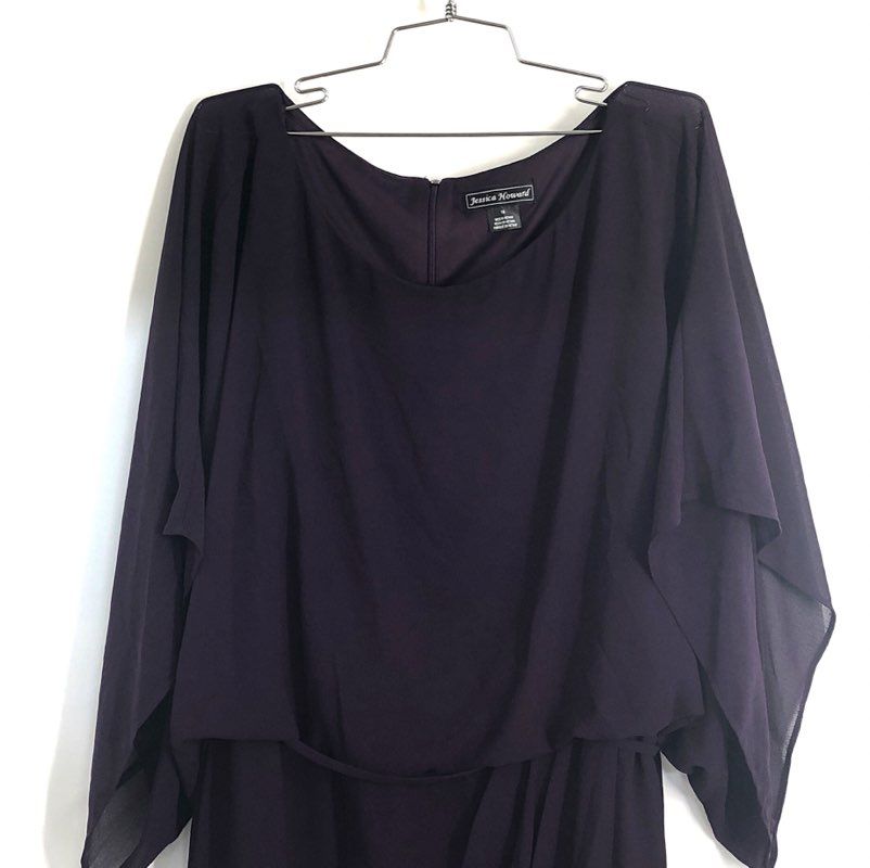 Jessica Howard Women's Purple Chiffon Capelet Sheath Dress NWT Sz 16