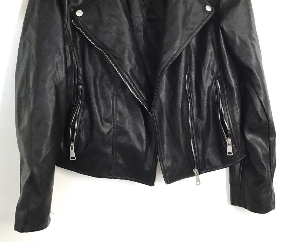 Bagatelle Collection Women's Black Faux Leather Moto Biker Jacket Size L