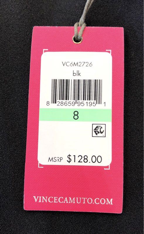 Vince Camuto Women's Sheath Dress Black Beaded Cuff Boat Neck NWT Size 8