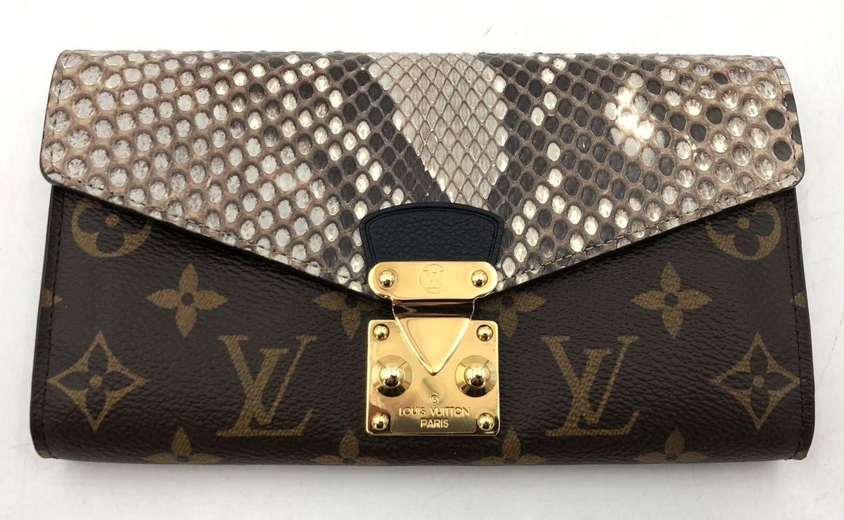 NIB Louis Vuitton Inspired Pallas LV Monogram Canvas & Python Embossed Wallet