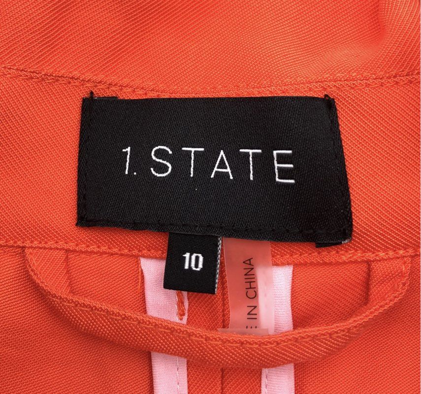1.STATE Women's Papaya Orange Poetic Punch Belted Trench Coat Jacket Sz 10 NWT