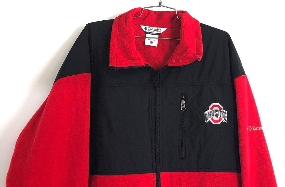 Columbia Men's Ohio State Buckeyes NCAA Full Zip Fleece Jacket Red Black Sz XXL