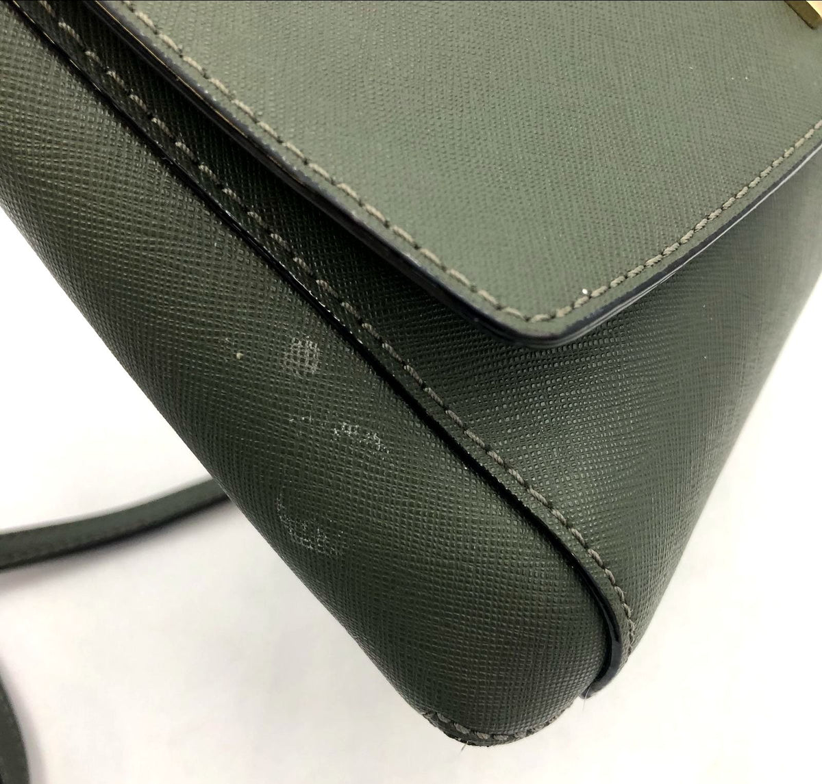 Kate Spade 'Laurel Way Greer' Olive Green Saffiano Leather Crossbody Bag (+COA)