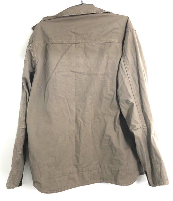 Carhartt Men's Tan Canvas Full Zip Work Jacket Utility Multi-Pocket Sz M