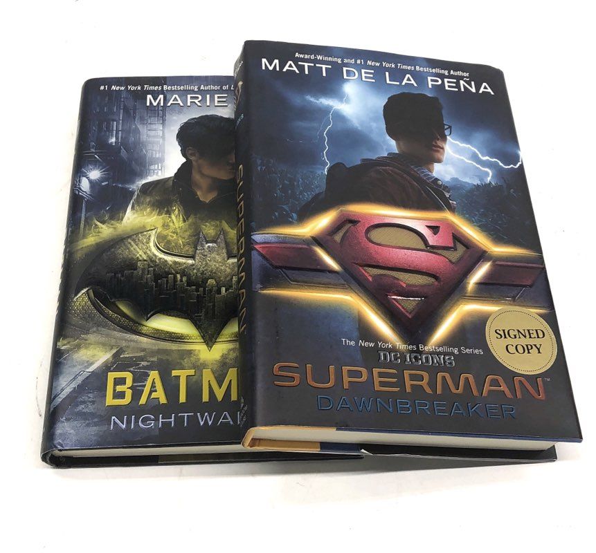 Marie Lu & Matt de la Pena Signed Batman & Superman DC Icons Hardcover Set