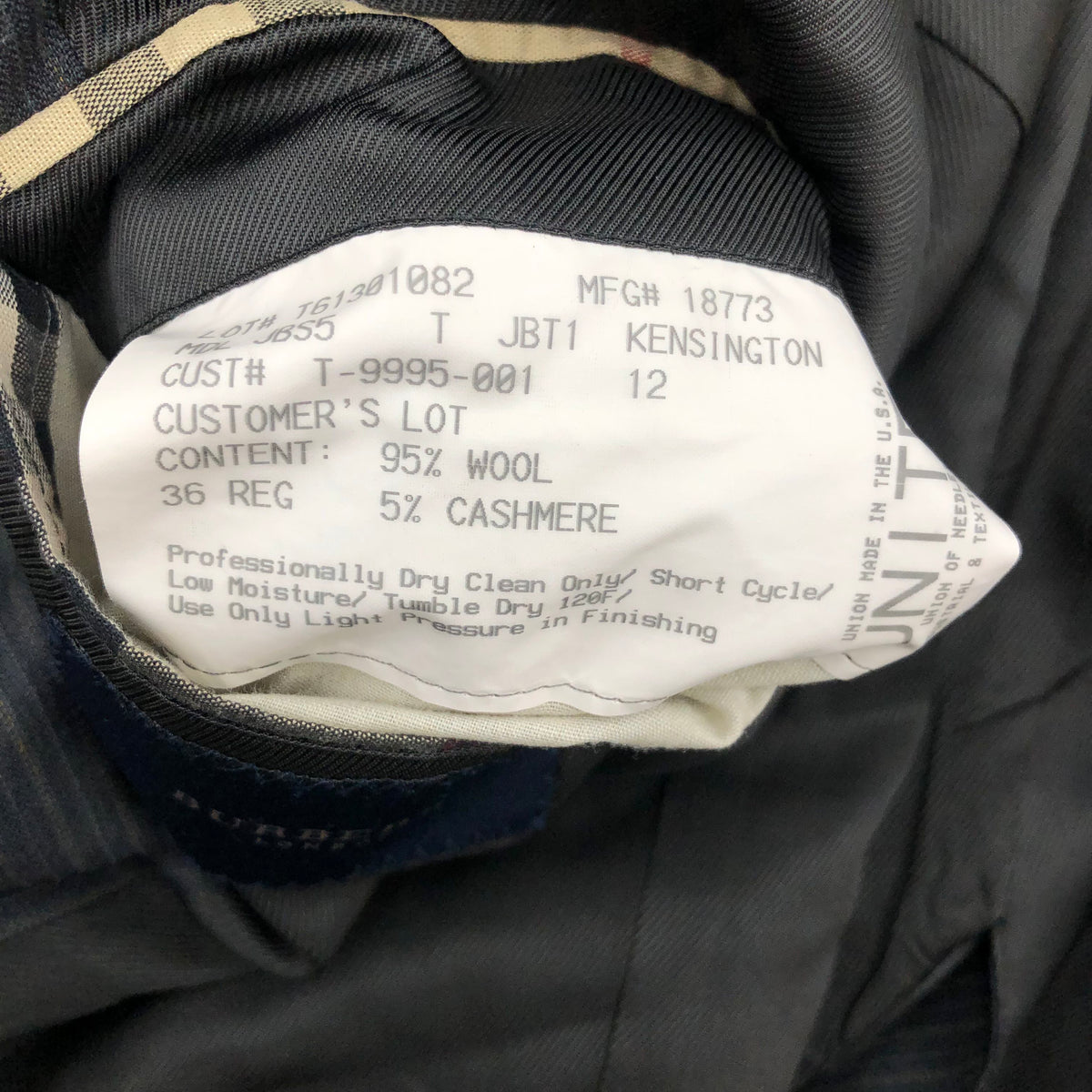 Burberry London Men's Navy Blue/Grey Pinstriped Suit Jacket - Size 36 (+COA)