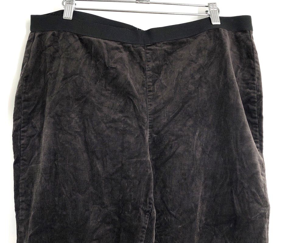 Eileen Fisher Women's Charcoal Gray Fine Wale Corduroy Pull On Pants Sz L
