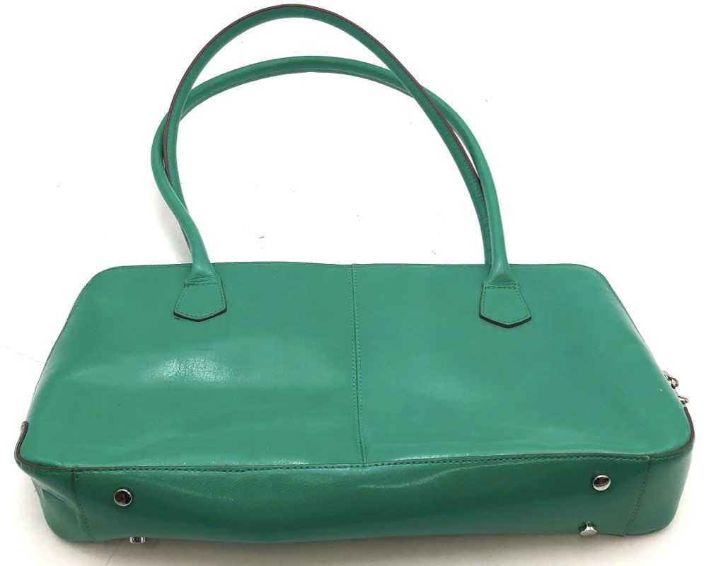 Hobo The Original Green Leather Structured Shoulder Bag Silver Hardware
