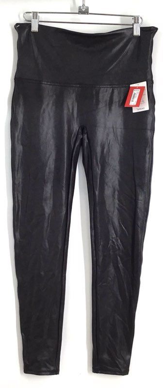 Spanx Women's Black Faux Leather High Waisted Leggings Sz XL NWT 2437