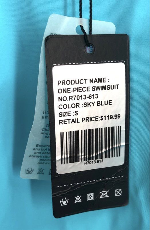Relleciga Women's One-Piece Swimsuit Sky Blue Ruched Twist Front NWT Sz S