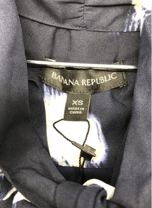 Banana Republic Women's Navy Abstract Tie Neck Sleeveless Dress NWT Sz XS