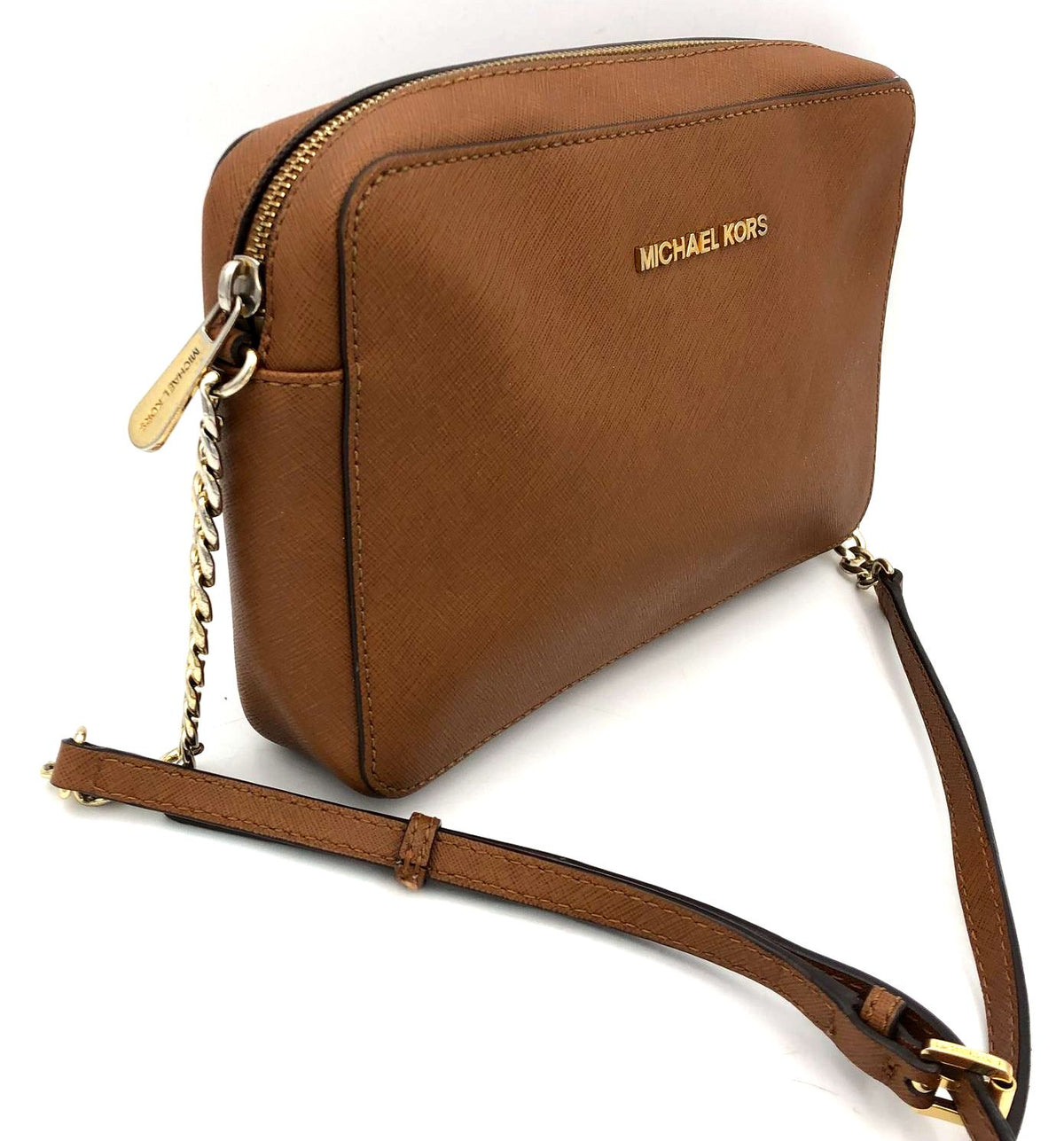 Authentic Michael Kors Brown Luxury Leather Crossbody Bag - COA Included