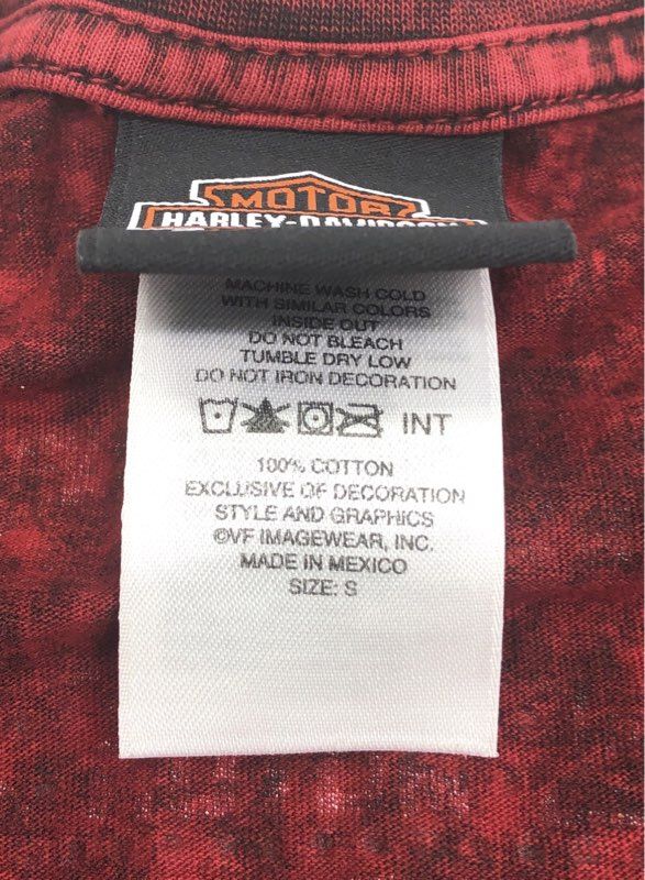 Harley-Davidson Red River Texas Studded V-Neck Long Sleeve Shirt Red Sz S