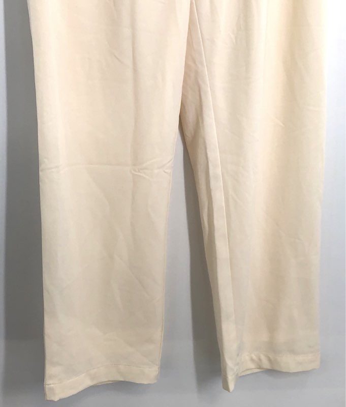 Lulus Women's Cream Pleated High Rise Wide Leg Pants Elastic Back NWT Sz S