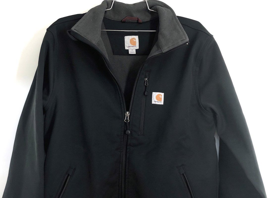 Carhartt Men's Black Crowley Softshell Jacket Full Zip Fleece Lined Sz M