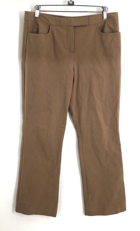 Theory Women's Brown Eco New Bistretch Crop Pants Cotton Blend Made in USA Sz 6
