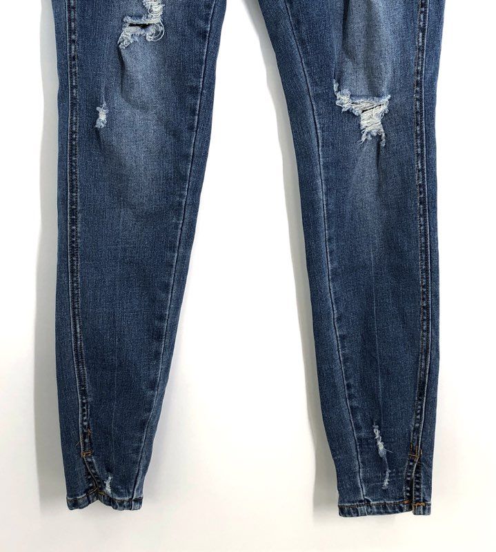 KanCan Women's High Rise Skinny Exposed Button Fly Distressed Jeans NWT Sz 3/25
