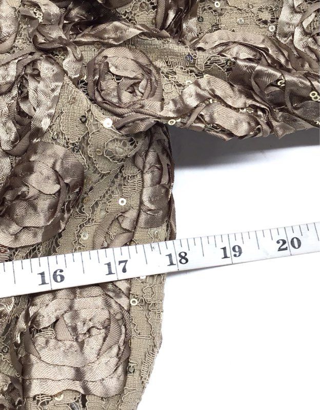 Alex Evenings Women's Champagne 3D Rosette Lace Sequin Evening Blouse NWT Sz M