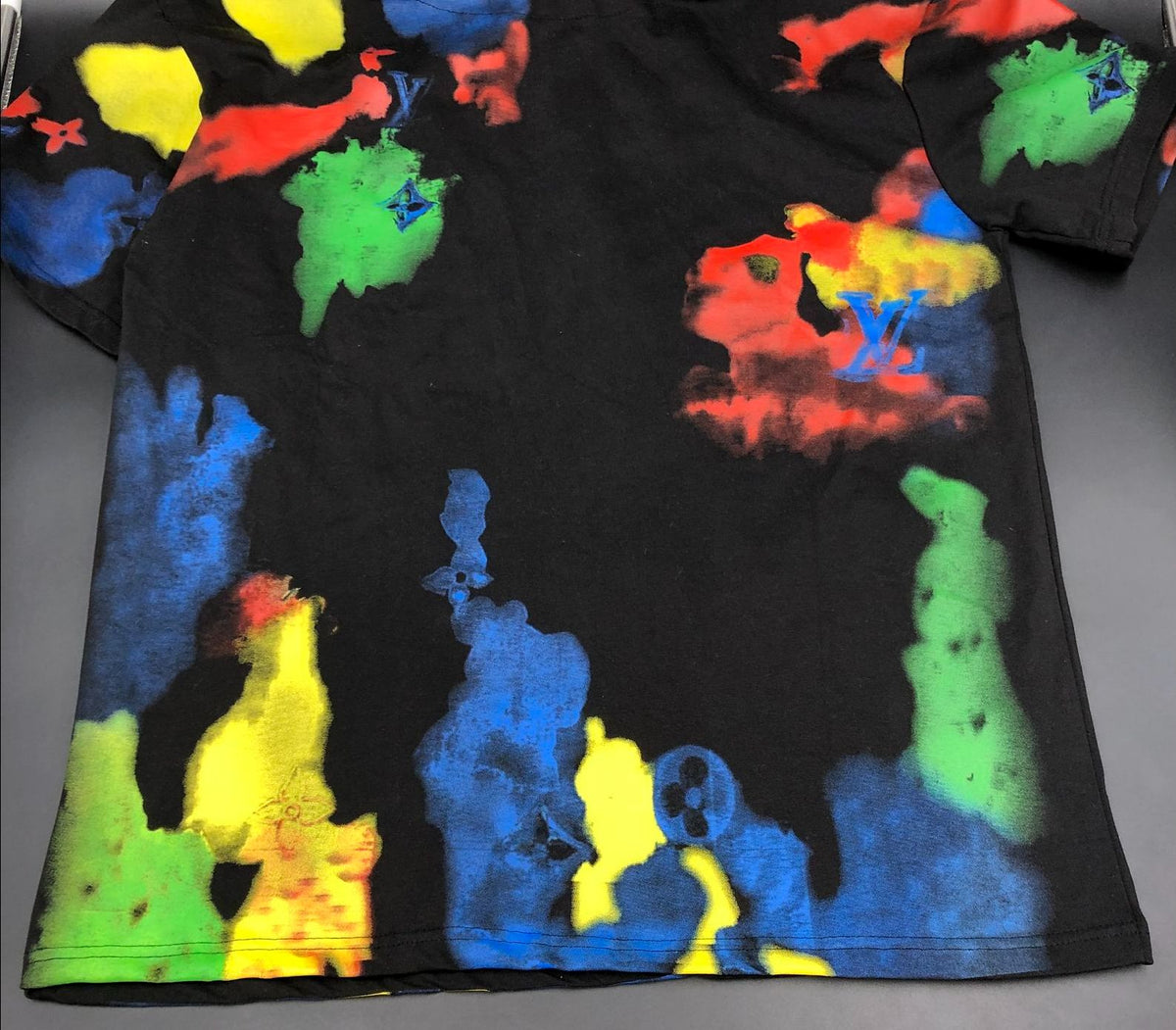 NWT Louis Vuitton Inspired Men's Black/Multicolor Splash Print T-Shirt - Sz 2XL