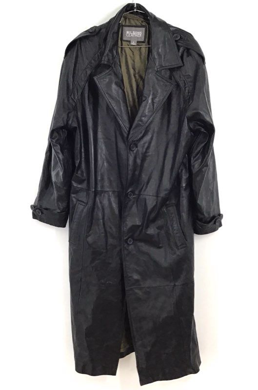 Wilsons Leather Women&#39;s Black Trench Coat - Size Large