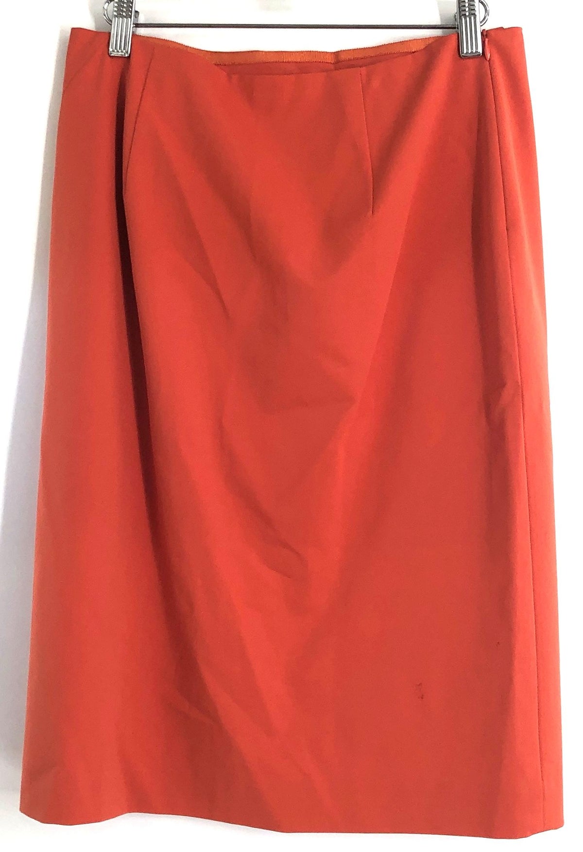 Lafayette 148 New York Women's Orange Front Slit Cotton Pencil Skirt Sz 4