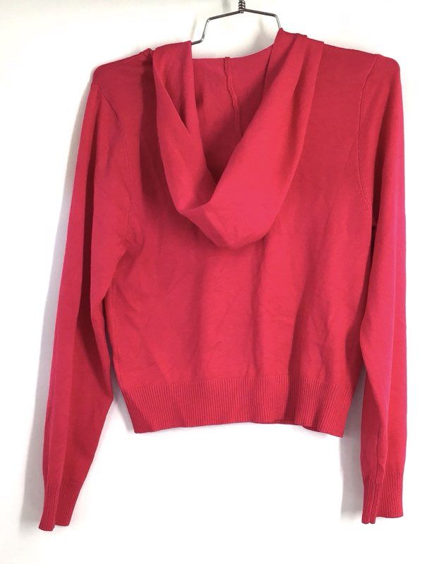 Juicy Couture Women's Vixen Pink Rhinestone Logo Zip Hooded Cardigan NWT Sz M