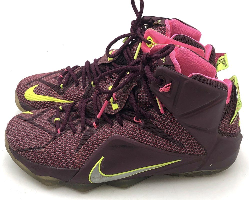 Nike LeBron 12 Double Helix Merlot Volt Pink Basketball Shoes Size 11