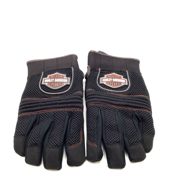 Harley-Davidson Men&#39;s Black Brown Mesh Full-Finger Riding Gloves - Size Small