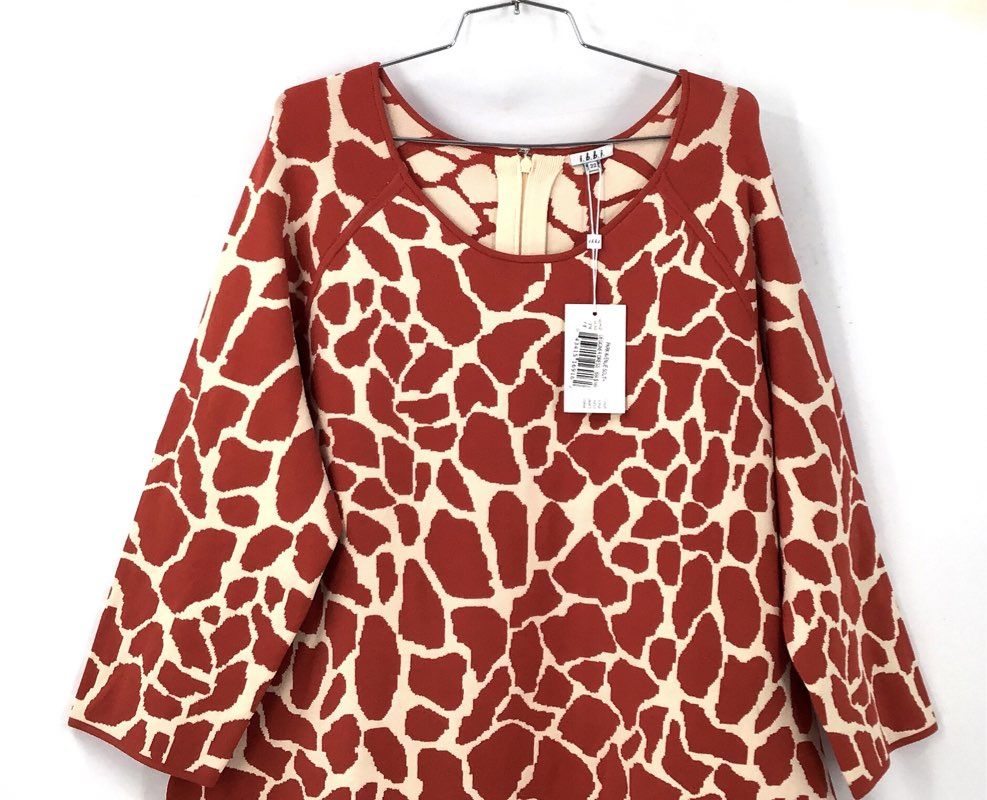 NWT i.b.b.i. Women's Burnt Red Animal Print Bodycon Dress - Size 22