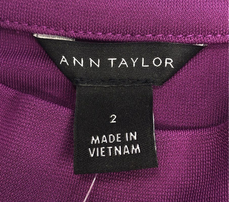 Ann Taylor Women's Purple Mock Neck Shoulder Button Belted Dress Sz 2 NWT