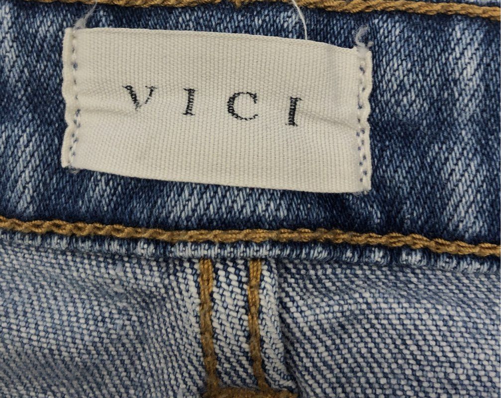 VICI KanCan Women's Blue Distressed Ripped Skinny Jeans Raw Hem Sz 7/27