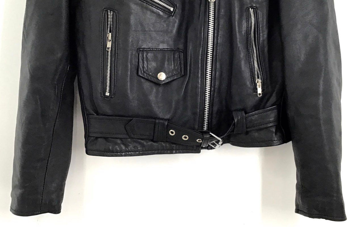 Allstate Women&#39;s Black Leather Motorcycle Jacket - Size M