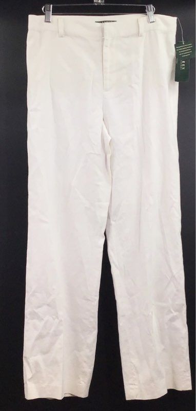 Lauren Ralph Lauren Women's White Linen Cotton Blend Pants Pink Sands NWT Sz 8